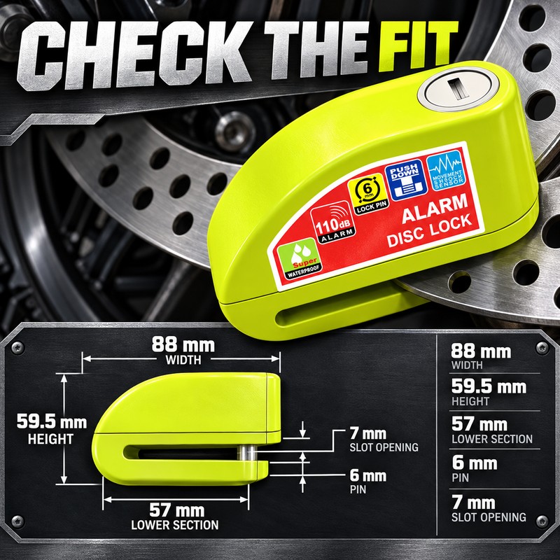 Motorcycle Disc Brake Alarm Lock for Theft Deterrence – 110dB