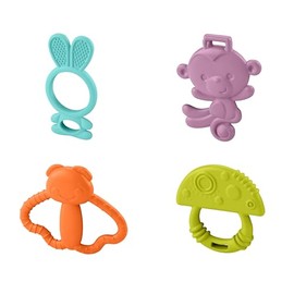 Fisher-Price Mordederas Coloridas de Naturaleza con Forma de Mono Conejito Hongo Insecto, Teether BPA‑Free, Fácil de Agarrar para bebés de 3 Meses en Adelante