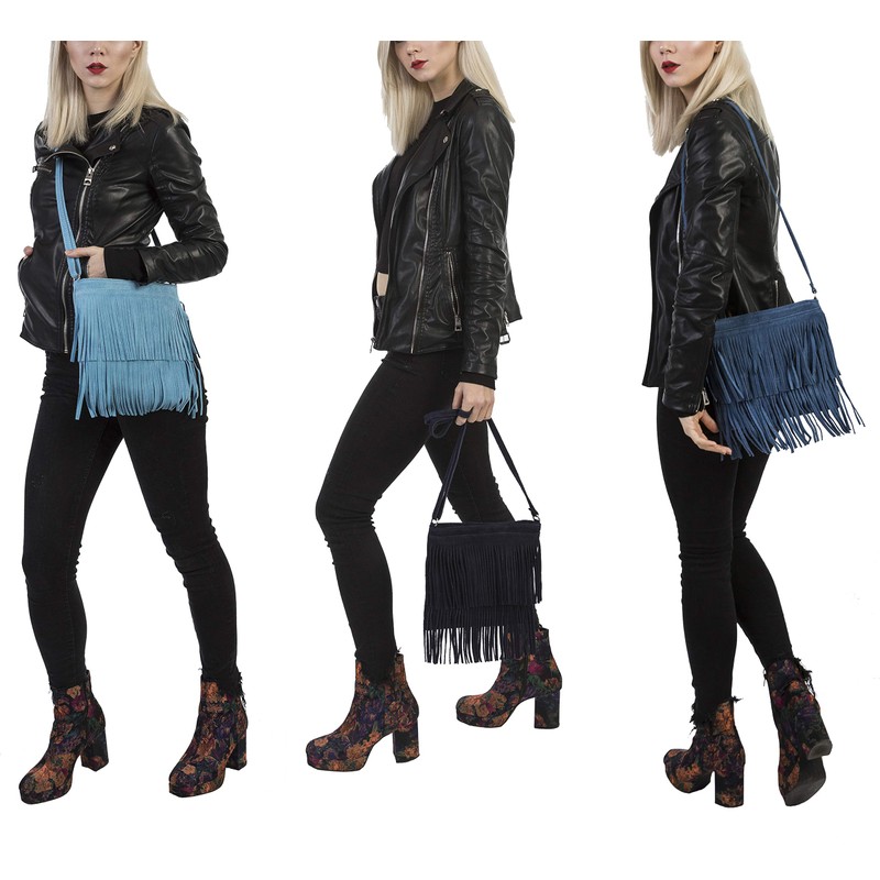 Womens Tassel Handbag - Fringe Design Bag - Soft Stylish