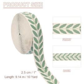 PATIKIL Blattmuster Jacquard-Bandbesatz, 1 Zoll 10 Yard Polyester Jacquard-Band Nähen Blätter Gurtband für Näharbeiten, Wohnkultur, Bekleidung, handgefertigte Taschen, Grün