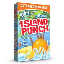 Wyler's Light Island Punch Singles To Go, Water Drink Mix, Outrageous Orange, 10 Count, Pack Of 12 (120 Single Servings)