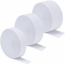 Sunmns 3 Rolls Sewing Stretch Elastic Band Spool Assorted Width 5.5 Yards Roll White