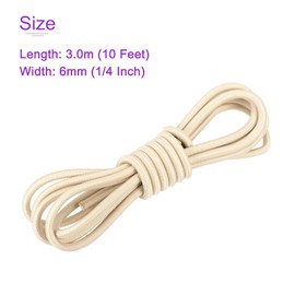 DMiotech 6mm Shock Cord, 3 M Khaki Bungee Cord Tent Pole Shock Cord Round Elastic Kayak Rope Stretch String Marine Grade Heavy Polyester for DIY Projects Tie Downs