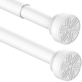 Tension Rod Extendable Shower Curtain Pole No Drill Curtain Pole Shower Poles Extendable Curtain Rod No Drill for Bathroom, Window, Door, Closet, 63-85cm White(Diameter 25 mm)