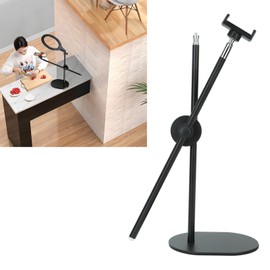 Overhead Phone Mount, Video Recording Multiangle Adjustable Telescopic Soft Cushion Arm Cellphone Holder Tabletop Live Stream Clamp Stand