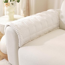 OstepDecor Couch Arm Cover, Non Slip Arm Chair Cover, Headrest Backrest Armrest Covers for Dogs Cats Pet Loveseat Recliner Leather L Shaped Sofa (27.6" x 27.6", White)