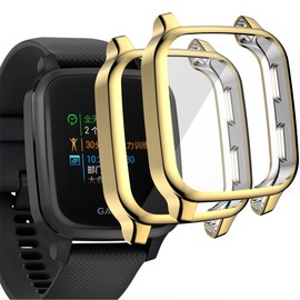 Acadeny [2 Stücke] Hülle Kompatibel mit Garmin Venu Sq 2/Sq 2 Music/Venu Sq/Sq Music, Gold hohe Transparenz Rundum Schutzhülle mit Displayschutzfolie, [Anti-Fleck] [Kratzfest] TPU