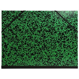 Exacompta - Ref 541100E - Annonay Portfolio with Elastic Strap Closure - A4 (210 x 297mm) in Size, For Safely Transporting Artworks & Documents, Marbled Effect Cover - Green