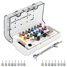 Dental Implant Torque Wrench Set Universal Prosthetic Kit Dental Implant Kit with Torque Adjustable Ratchet Screwdrivers 16pcs, Fully Autoclavable,10-70Ncm, Secure/Disassemble Implant Restorations