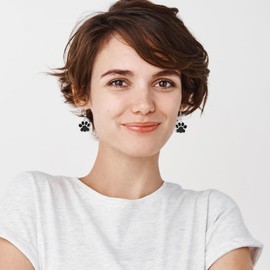 Cat Dog Paw Earrings for Women Cute Kawaii Paw Print Dangle Earrings Dog Earrings Jewelry Gifts