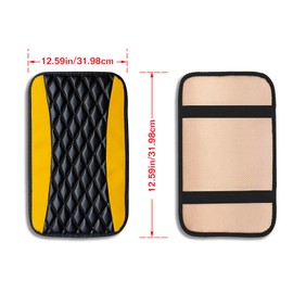 Couslcd Auto Center Console Pad, Universal Waterproof Armrest Seat Box Cover, Car Interior Accessories, Leather Auto Armrest Cover Protector for Most Vehicle, SUV, Truck (Yellow)