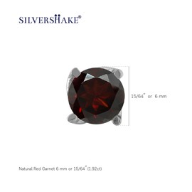 Silvershake 1.92ct. 6mm Natural Garnet White Gold Plated 925 Sterling Silver Stud Earrings