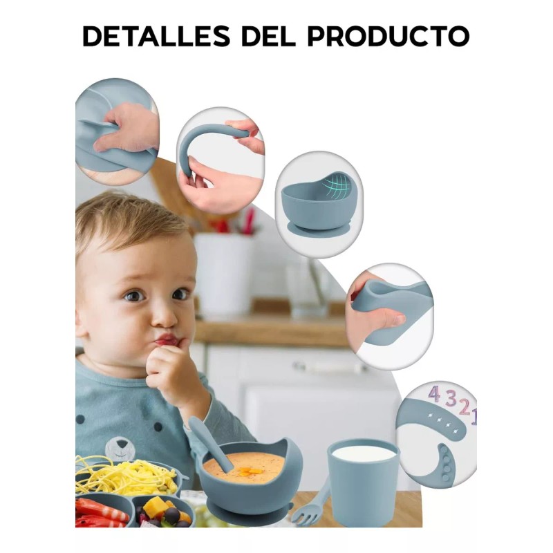 Maíz Vajilla Plato Tazon Cubiertos Vaso Babero Alimentacion Bebe