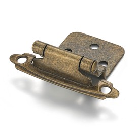 Vallecloud 10 Pack (5 Pair) 3/8" Inset Antique Brass Self Closing Cabinet Hinges for Offset Kitchen Cabinet Door, Face Frame Semi Concealed Kitchen Cabinet Hinges