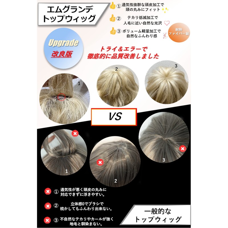 M Grande Crown Wig 【Supervised by Active Top Stylist】 4-Piece