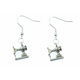 Sewing Tailor Seamstress Sewing Machine Mini Miniblings Silver Fashion Earrings