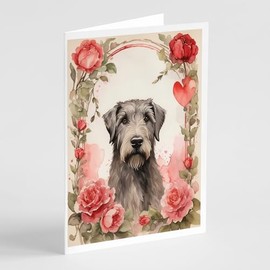 Caroline's Treasures DAC4473GCA7P Irish Wolfhound Valentine Roses Greeting Cards Pack of 8 Blank Cards with Envelopes Whimsical A7 Size 5x7 Blank Note Cards