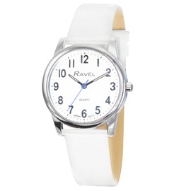 Ravel Plus - Extra Long Life Unisex Everyday Watch with Microfibre Leather Strap - Japanese Analogue Quartz - RP006L - White/Silver Tone