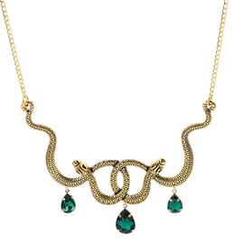 IS4U Gothic Gold Snake Necklace for Women Teardrop Crystal Pendant Necklace Chunky Serpent Statement Necklaces Adjustable Cuban Link Chain Necklaces Halloween Party Daily Wear Jewelry (Gold)