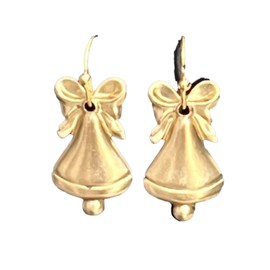 Gold Brass Bell Dangle Earrings Holidays Christmas Festive Jewelry Earrings for Women #3298FE262