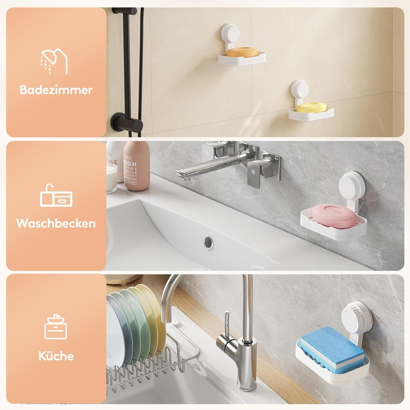 Lifewit Soap Dish Suction Cup for Shower, Soap Dish with