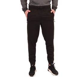 AyeGoo Men's Jogger Sweatpants,Men's Athletic Jogger Pants and Workout Jogger Pants with Zipper Pockets (2pcs Set) (Black/Dark Grey Melange, XL)