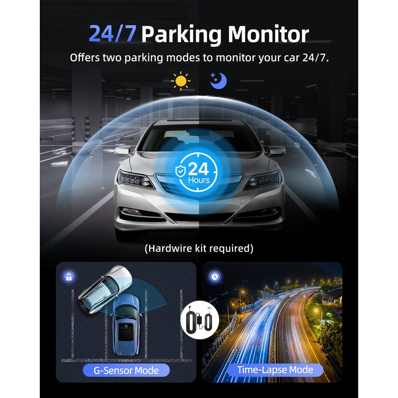CIEVIE Dash Cam Front 4K-1.5" IPS Display+5GHz WiFi+64G Card, 360°