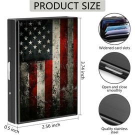 DHYYDSQZ Credit Card Holder, Vintage American Flag Design Mini RFID Blocking Aluminum Wallet Slim Metal Hard Case Shell Travel Wallet ID Case Small Credit Cards Case Business Cards for Women Men Girls