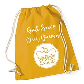 Hippowarehouse God Save Our Queen - Platinum Jubilee 2022 Drawstring Cotton School Gym Bag 37cm x 46cm, 12 litres