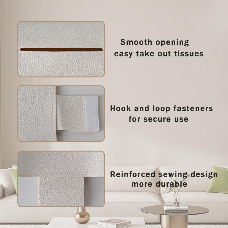Hapforever 1PC Extra Large Rectangle Tissue Box Cover, PU Leather