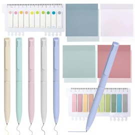 MAIHUO 6Pcs Gel Pens And 600 Sheets Transparent Sticky Notes,Bible sticky Note No Bleed Gel Pens,Book Annotating Set