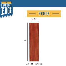 The Hardwood Edge Padauk Hardwood Planks - 4-Pack Padauk Unfinished Wood Blanks - 1/8’’ (3mm) 100% Pure Hardwood - Laser Engraving Blanks - Exotic Wood for Woodworking, Crafts, and Gifts