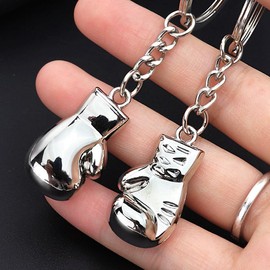 Ouceanwin Pack of 3 Key Chains Boxing Gloves Boxing Sports Key Ring Metal Boxing Gloves Pendant Sports Key Rings Funny Keychain Gift for Women Men Boxer, silver