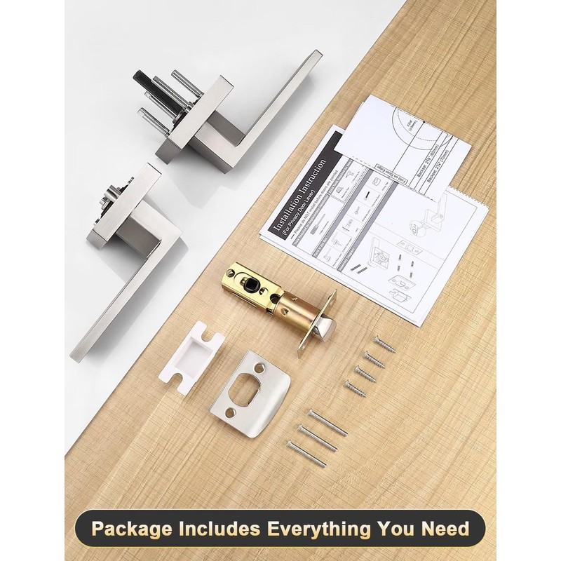Tinewa 6 Pack Brushed Nickel Passage Door Levers Interior Door