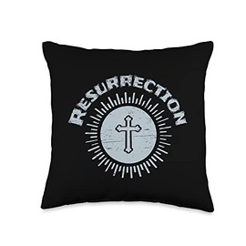 CiKa-Tex Resurrection Jesus Rabbit Sunday Wounds Easter Egg Cross Throw Pillow, 16x16, Multicolor