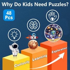 iPlay, iLearn Kids Puzzle Ages 4-8, Wooden Solar System Floor Puzzles Ages 3-5, Large Round Space Planets Jigsaw Puzzle Toys, Educational Learning Gift for 6 7 8 Years Old Toddlers Boys Girls Children