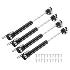 uxcell 4Pcs Lid Support Hinges, 8 Inch 20N Gas Struts Soft Close Folding Lid Stay Hinges Lift Support Slow Lowering Pneumatic Lid Buffer for Cabinet Closet Wardrobe, Black