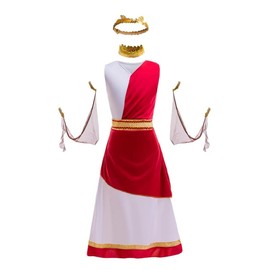 Lito Angels Roman Greek Goddess Carnival Costume Dress Fancy Dress with Laurel Headband Gold for Toddler Girls Size 4-5 Years 110