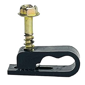 Stanz (TM) Flex Dual Coaxial Cable Clips, Cat6, Electrical Wire Cable Clip, 1/4 in (6 mm) Screw Clip and Fastener, Black (100 Pieces per Bag)