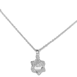 YIQPKUM Dainty Hanukkah Star of David Necklace Pendant Jewelry Everyday Charms Rhinestone for Women Israel Jewish Birthday Friendship Gifts (Silver)