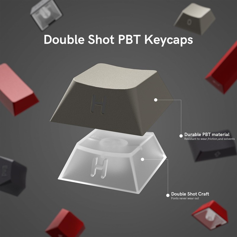 Rainy75 Shine Through Double Shot PBT Keycaps Set, Cherry Profile