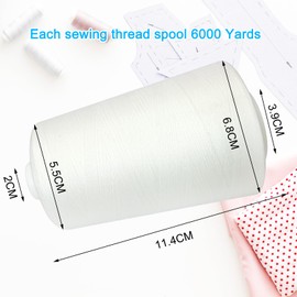 Sewing Thread-4 Spools of Polyester Thread for Sewing Machine for Beginners, Hand Stitching & Quilting-White (White, 6000yards)