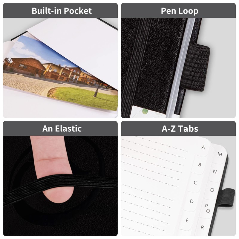 Address Book with Alphabetical Tabs, Hardcover Password Book, Address Organizer