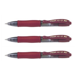 Pilot 3 Mini Gel Rollerball Pens G2 XS7 Pixie 0.4mm (Ball 0.7mm) Burgundy