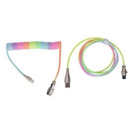 Gaming Keyboard Cable Gradient Color RGB Luminous Custom Mechanical Keyboard Retractable USB C Coiled Spring Cable Type 1