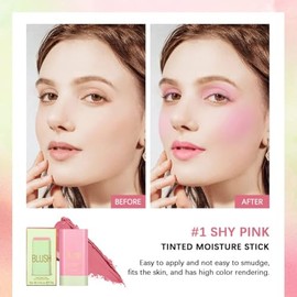 Rubor En Crema, Rubor en Barra Maquillaje Blush En Duradero, Blush De Makeup Para Maquillaje Mujer Niña, Facial Hidratante Para Mejillas (PINK)