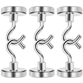 Magnetic Hooks, Extra Strong 38 kg, 32 mm Neodymium Magnet with Hooks, Magnetic Hooks, Hook Magnet, Strong Magnets with Hooks for Camping, Kitchen, Recovery Magnets (6 Pieces)