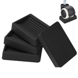 Furniture Wheels Caster Cups, Non-Slip Rubber Bed Frame Stopper Floor Protector for Any Furniture with Wheels - 4 Pack (Black)