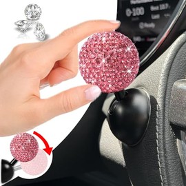 Zerikwon Bling Car Push Start Button Cover, Diamond Joystick Car Starter Button Cover Cute Car Accessories for Women Interior Car Push to Start Accessories Engine Start Button Cover Car Decor for Girls, Pink