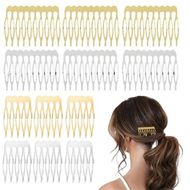 WUSJCOF Pack of 12 Metal Side Combs with 10/5 Teeth, Veil Combs, Hair Side Combs for Women, Hair Accessories, Chignon Clip (Silver and Gold)